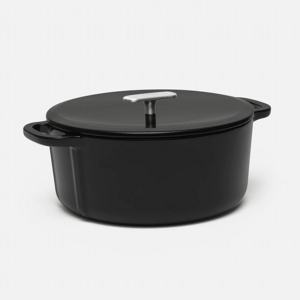 Fabini Smaltovaný litinový kastrol s poklicí Ø 26 cm (6 l), černý