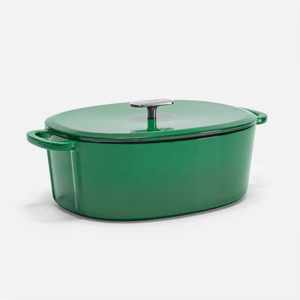 Fabini Smaltovaný litinový oválný kastrol s poklicí Ø 33 cm (7 l), zelený