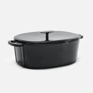 Fabini Smaltovaný litinový oválný kastrol s poklicí Ø 33 cm (7 l), černý