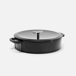 Fabini Nízký kastrol ze smaltované litiny Mattia 2.0 s poklicí Ø 28 cm (3,3 l), černý