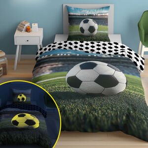 Svítící povlečení bavlněné, Fotbal fluo