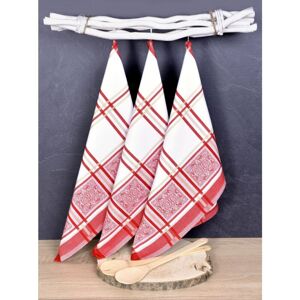 Luxusní kuchyňské utěrky, SOLE RED Egyptská bavlna set 3 ks