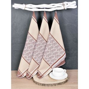 Luxusní kuchyňské utěrky, DORO BEIGE egyptská bavlna set 3 ks