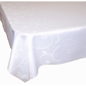Ubrus s nešpinivou úpravou, Ornament žakárový, bílý 35 x 160 cm