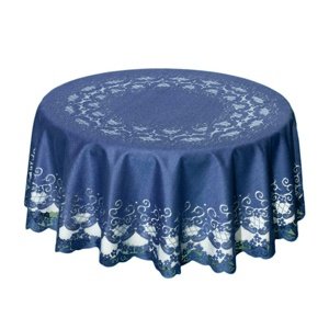 Ubrus, žakárový Felicia, modrý, kulatý pr. 78 cm