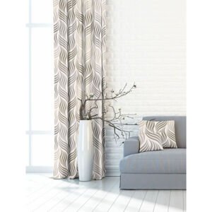 Závěs dekorační nebo látka, Soft Vlnité listí, béžový, 150 cm 150 cm