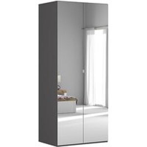 Moderní šatní skříň se zrcadlem do ložnice Flex 100 - Black Red White - BRW