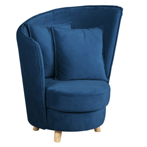 Křeslo ve stylu Art Deco, modrá Velvet látka / dub, ROUND