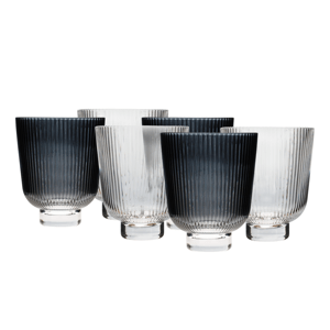 Svícny v retro stylu, set 6 ks, 680 ml, čiré / kouřové sklo, EFRO