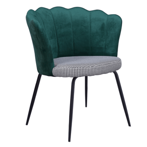 Designové křeslo, Art-deco, látka smaragdová/vzor, NELIN
