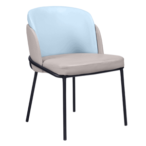 Designové křeslo, béžová / modrá, ekokůže, GANON