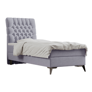 Boxspring postel, jednolůžko, šedá, 90x200, levá, BARY