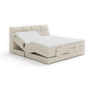 Elektrická polohovací postel, boxspring, béžová, 180x200, GERONA NEW