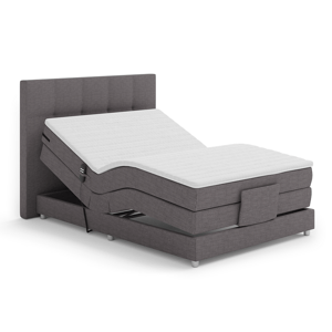 Elektrická polohovací postel, boxspring, šedá, 120x200, MURKO NEW