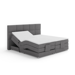 Elektrická polohovací postel, boxspring, šedá, 180x200, MURKO NEW