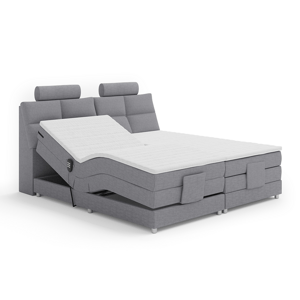 Elektrická polohovací postel, boxspring, šedá, 180x200, POLERMA NEW
