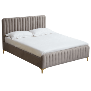 Postel, šedohnědá Taupe/gold chrom zlatý matný, 160x200, KAISA P4, poškozené zboží