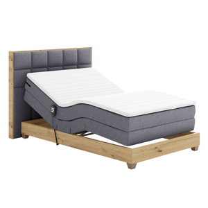 Elektrická polohovací postel, boxspring, tmavě šedá/dub artisan, 120x200, TIANA
