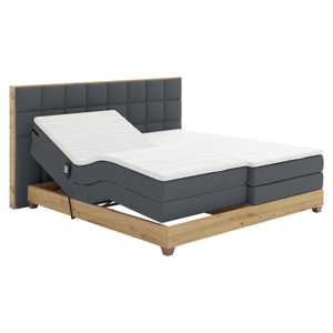 Elektrická polohovací postel, boxspring, tmavě šedá/dub artisan, 180x200, TIANA