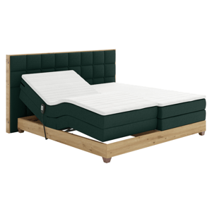 Elektrická polohovací postel, boxspring, zelená/dub artisan, 180x200, TIANA
