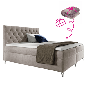 Boxspringová postel, 200x200, šedobéžová Taupe látka Velvet, GULIETTE + dárek