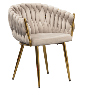 Jídelní křeslo, šedohnědá Taupe Velvet látka/gold chrom zlatý, DEILA