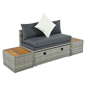 Zahradní ratanový set, šedá/přírodní/krémová, DEBRA