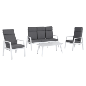 Zahradní polohovací set, šedá/bílá, aluminium, EDOIN