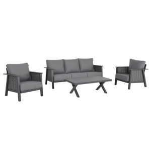 Zahradní 4-dílný set, šedá, aluminium, BABAK