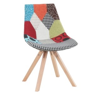 Židle, látka patchwork/dřevo, KIMA NEW TYP 1 P1, poškozené zboží