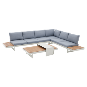 Zahradní set, aluminium, bílá/šedá/dub, ZOTIKO