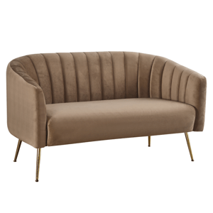 Designový 2-sed, hnědá Velvet látka/gold chrom-zlatý, BAGY