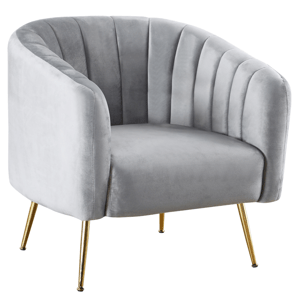 Designové křeslo, šedá Velvet látka/gold chrom-zlatý, BAGY