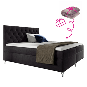 Boxspringová postel, 180x200, černá látka Velvet, GULIETTE + dárek
