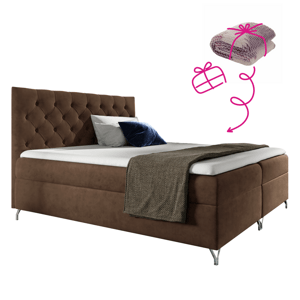 Boxspringová postel, 200x200, hnědá látka Velvet, GULIETTE + dárek