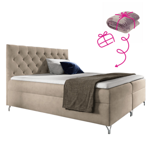 Boxspringová postel, 160x200, béžová látka Velvet, GULIETTE + dárek