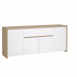 Komoda, dub hickory/bílá extra vysoký lesk, NEXT 50316