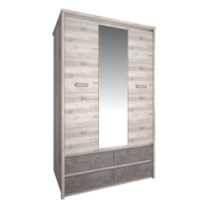Skříň se zrcadlem 3D4S, kaštan nairobi/onyx, JESI NEW