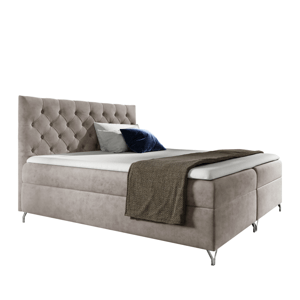 Boxspringová postel, 140x200, šedobéžová Taupe látka Velvet, GULIETTE P1, poškozené zboží