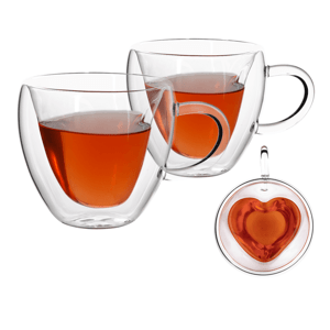 Termo sklenice, set 2 ks, šálek Heart ve tvaru srdce, 250 ml, HOTCOOL TYP 3 R1, rozbalené zboží
