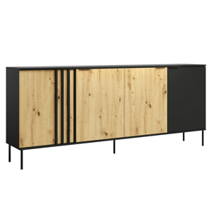 Komoda 4D, černá/dub artisan, RIMINA