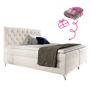 Boxspringová postel, 180x200, bílá látka Velvet, GULIETTE + dárek P1, poškozené zboží